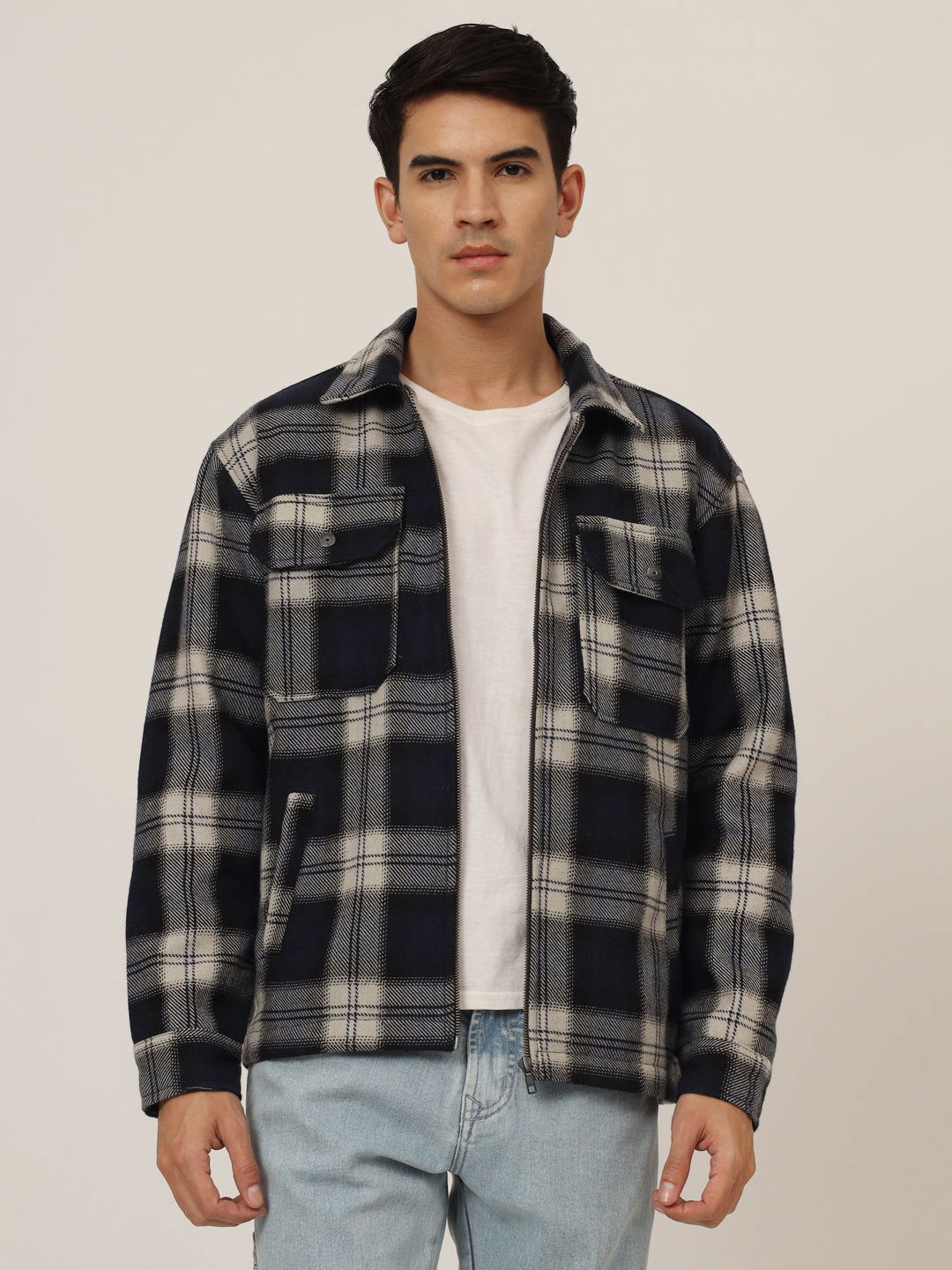 Men's Blue white wool shacket – St.Jones