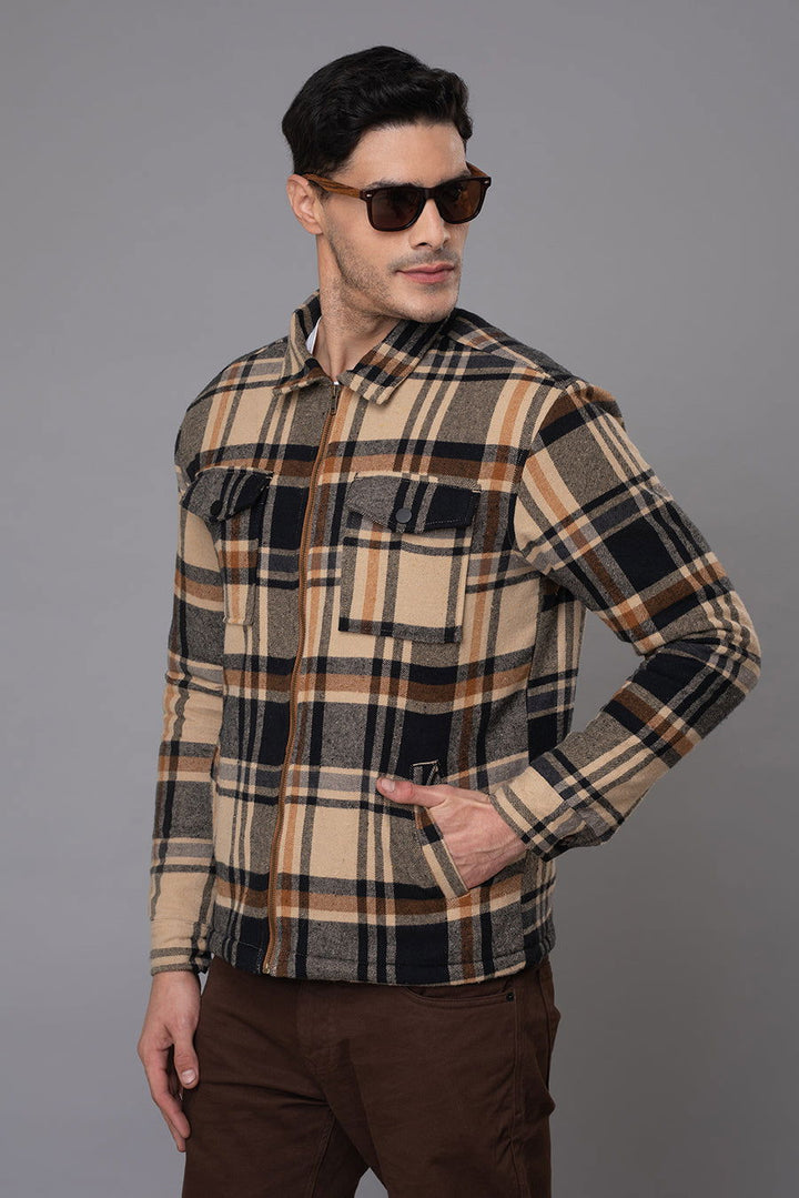 Brown oxford checks Shacket - St.Jones