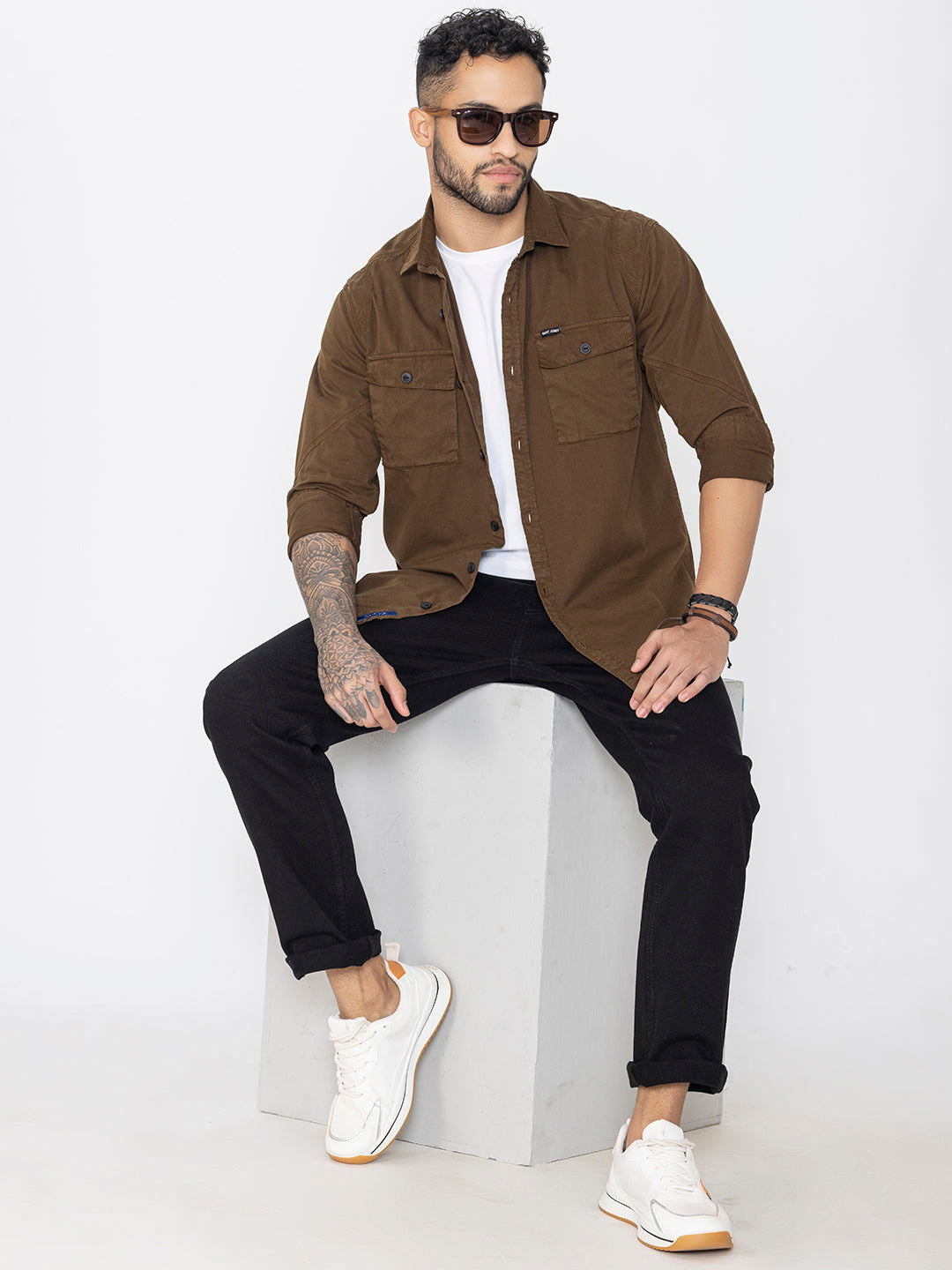 Brown utility shirt double pockets - St.Jones