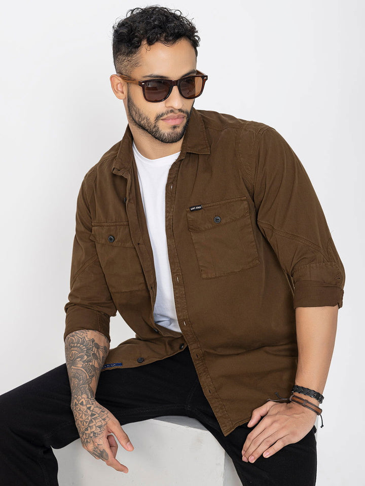 Brown utility shirt double pockets - St.Jones