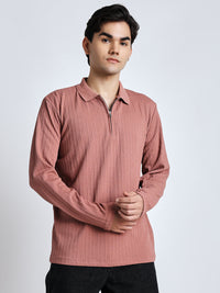 Men's Muted Pink front chain zipper T-shirt