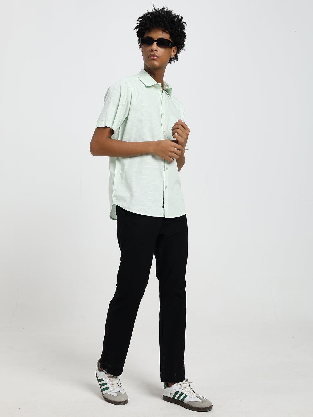 Saint jones slub black trousers