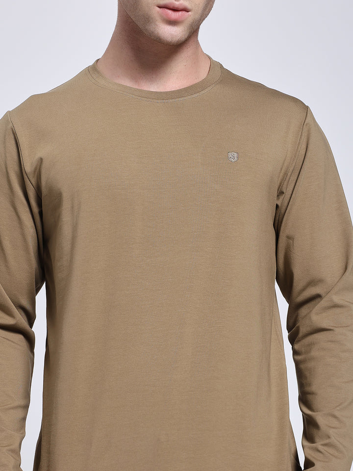Men’s Solid Brown Full Sleeve Lycra T-Shirt