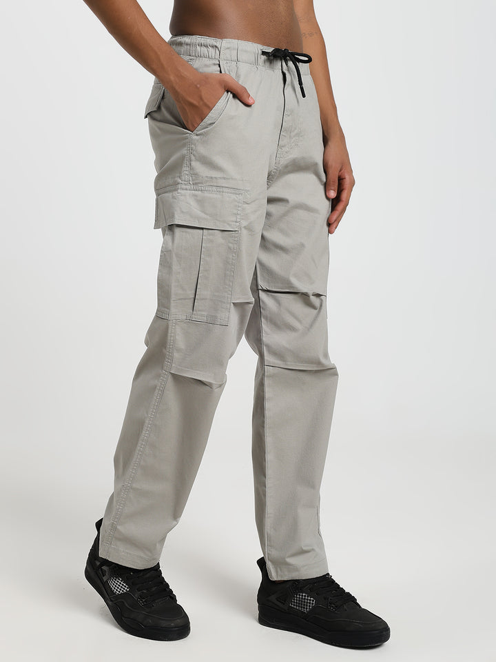 Men's Honeycomb weave straight fit light grey cargo