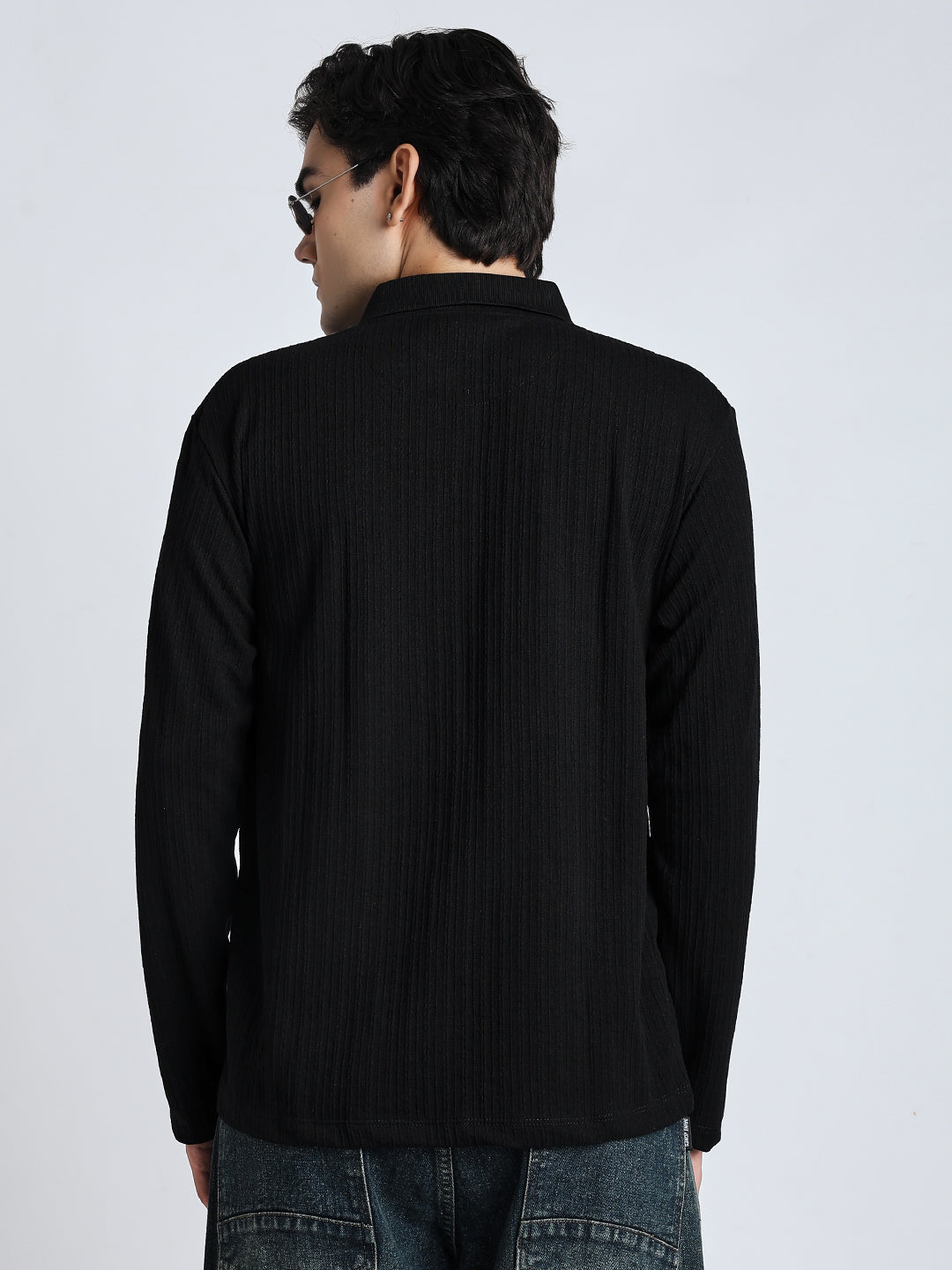 Black front chain zipper T-shirt