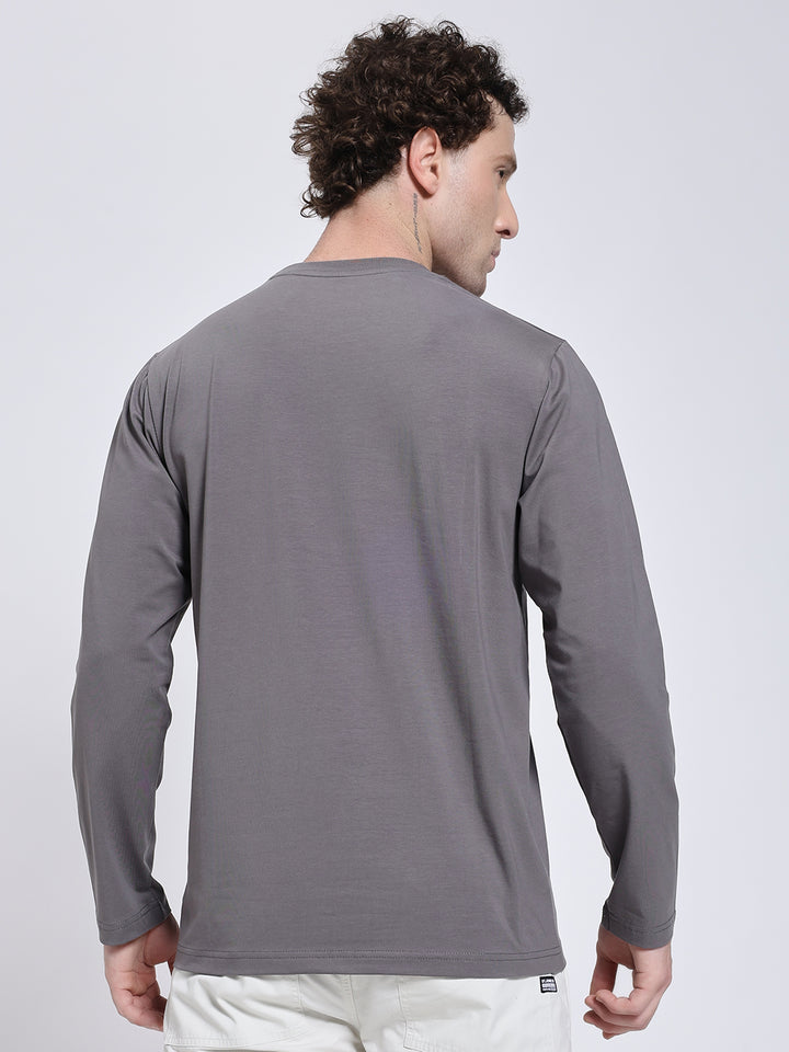 Men’s Solid Dark Grey Full Sleeve Lycra T-Shirt