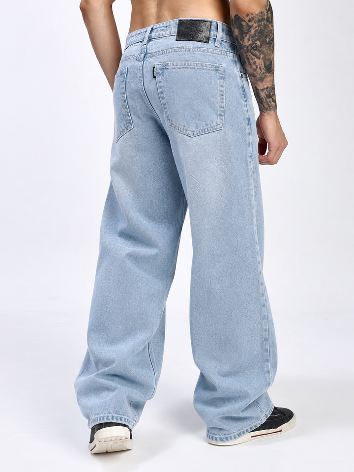 Men's Light Blue Baggy Fit Denim Jeans