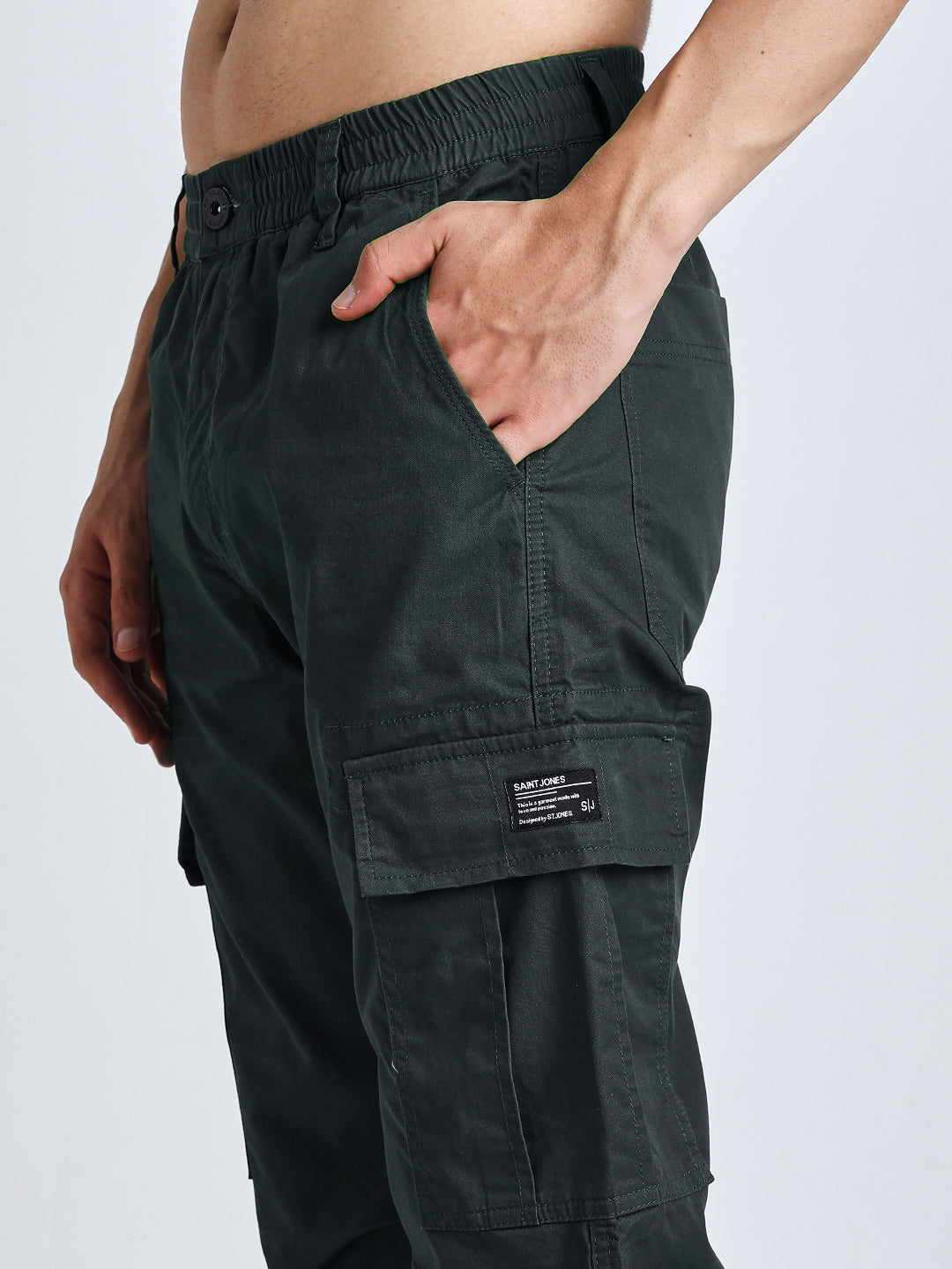 Men's New edition Six pockets straight green cargo