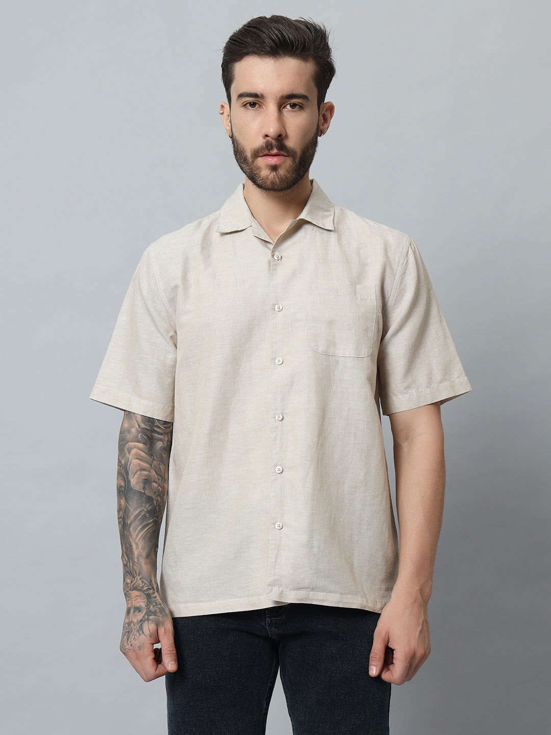 COTTON LINEN BLEND SHIRT - St.Jones