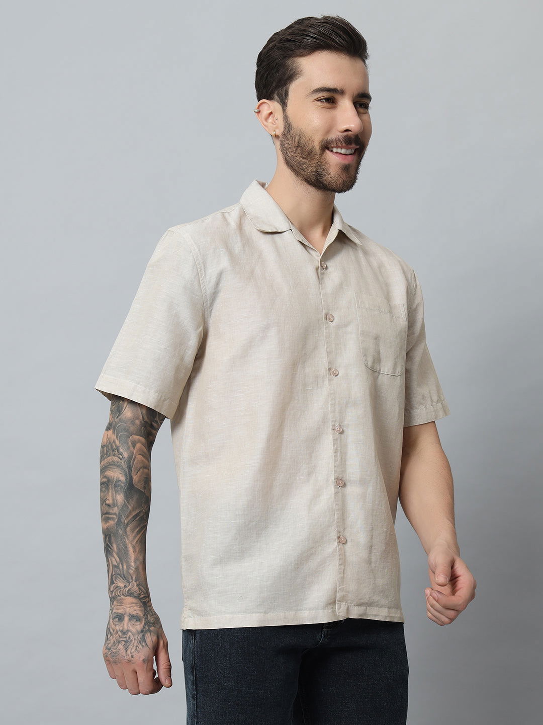 COTTON LINEN BLEND SHIRT - St.Jones