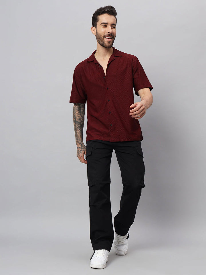 CRIMSON TEXTURED HALF SHIRT - St.Jones