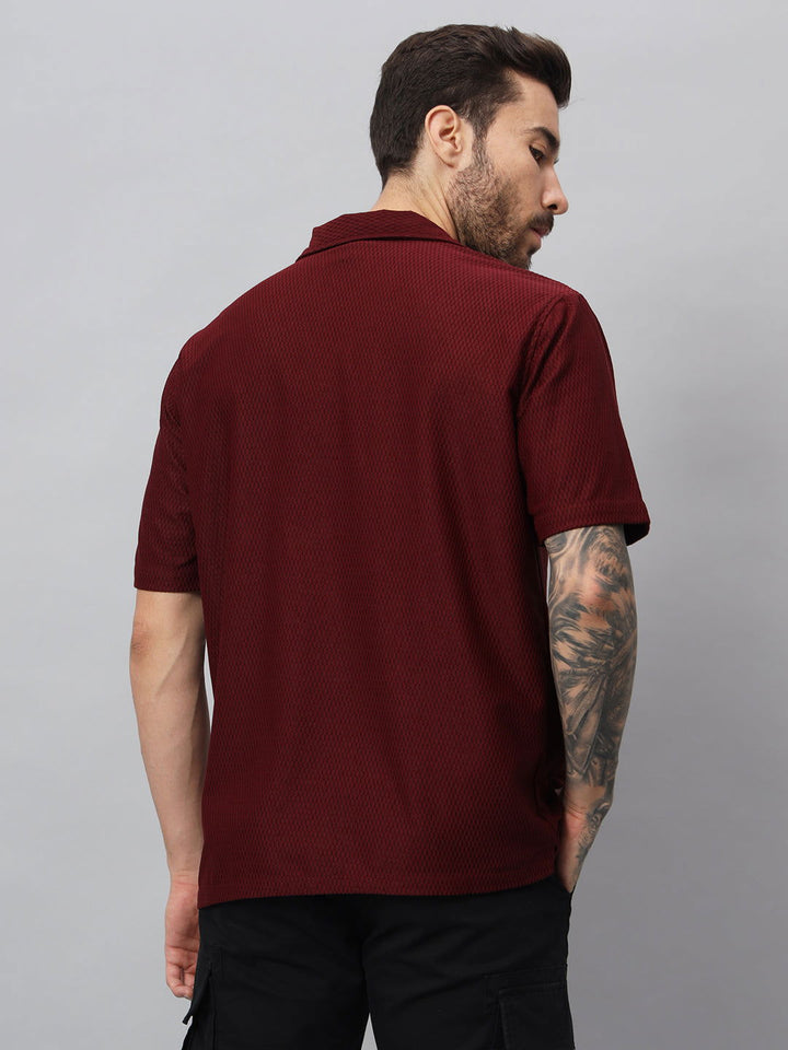 CRIMSON TEXTURED HALF SHIRT - St.Jones