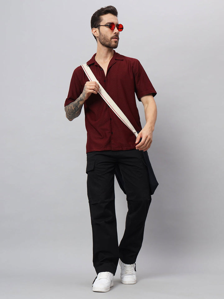 CRIMSON TEXTURED HALF SHIRT - St.Jones