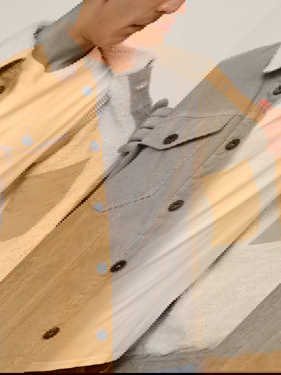 Mens Beige Corduroy Shacket Cream Corduroy Jacket