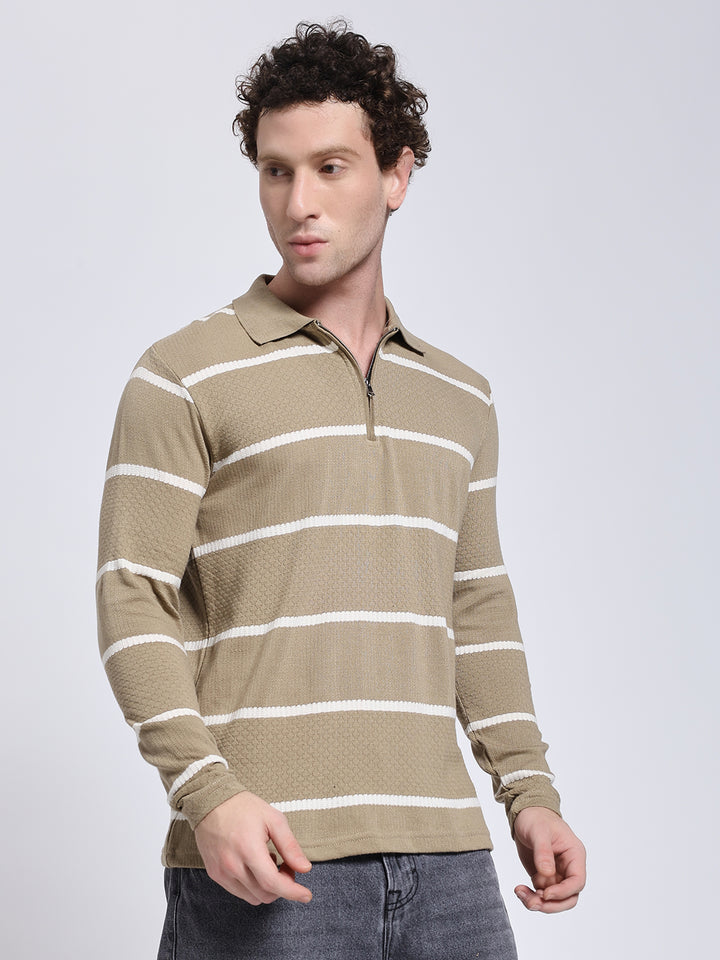 Full sleeve kneeted pre-winter beige T-shirt