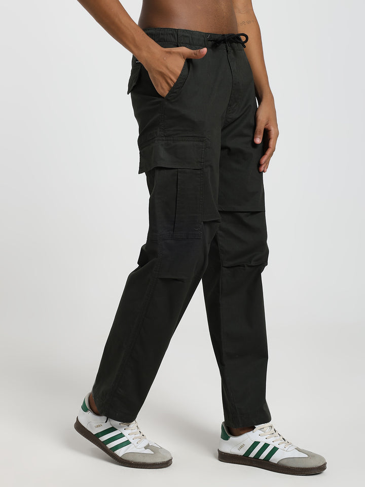 Men's Honeycomb weave straight fit dark green cargo