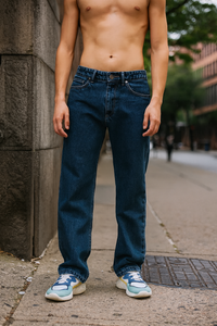 MEN'S DEEP BLUE LOOSE JEANS