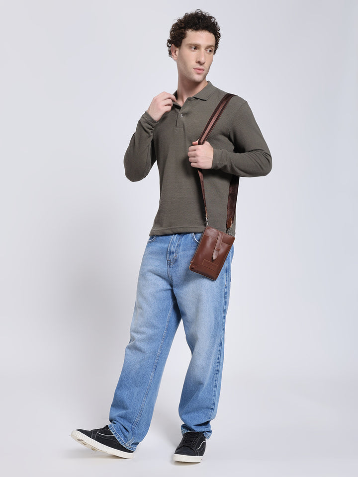 Men’s Olive Full Sleeve Polo T-Shirt