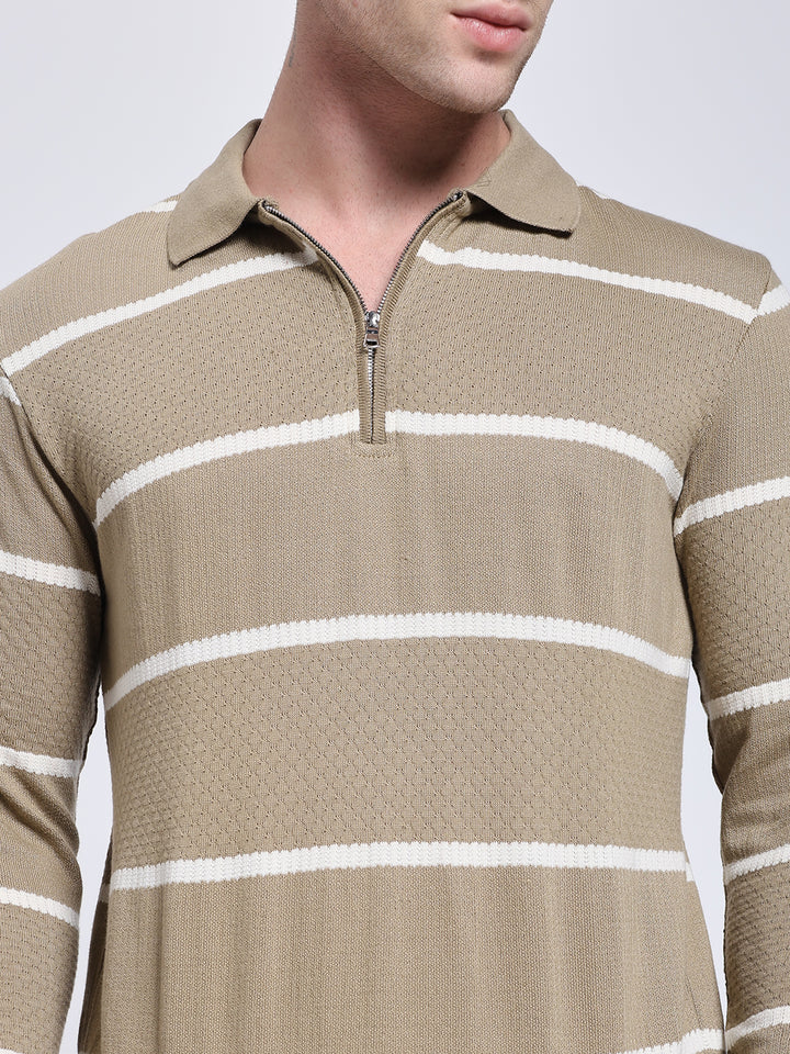 Full sleeve kneeted pre-winter beige T-shirt