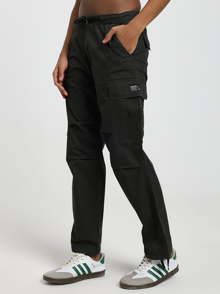 Men's Honeycomb weave straight fit dark green cargo