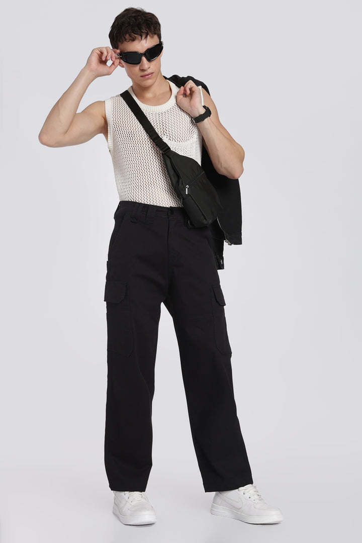 Men's Black Cargo Pants Relaxed Fit