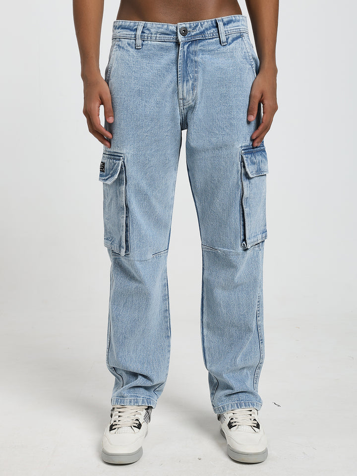 Men’s Light Blue Cargo Denim