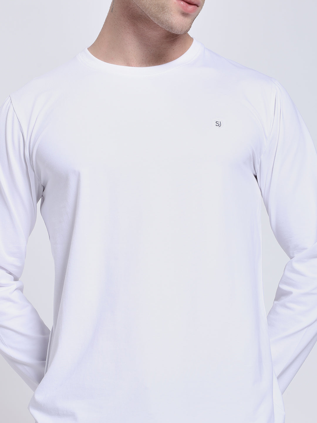 Men’s Solid White Full Sleeve Lycra T-Shirt