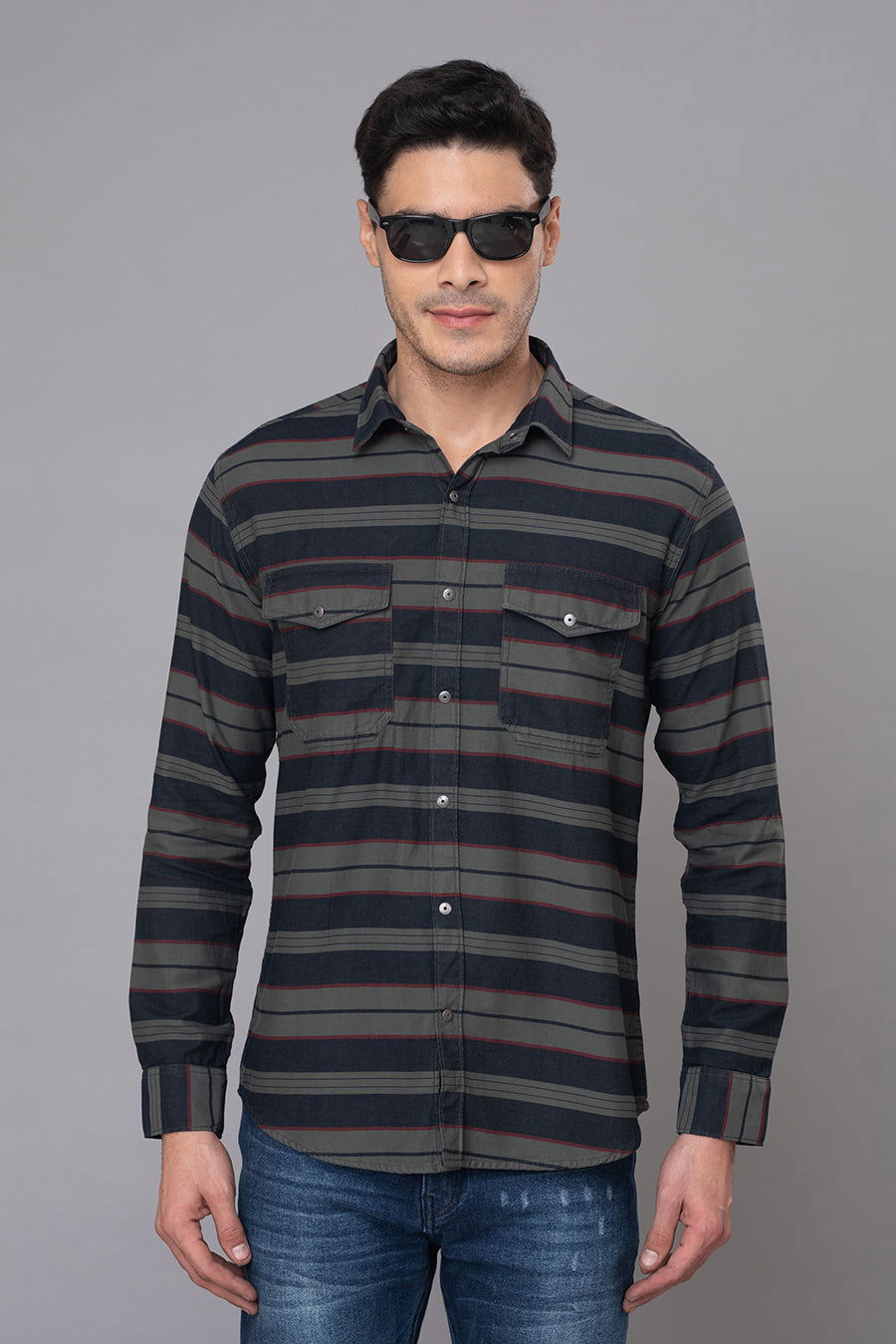 DARK BLUE STRIPED INDIGO SHIRTS - St.Jones