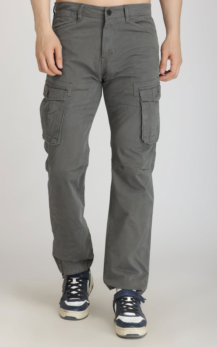 DARK GREY COTTON CARGO-6 POCKETS - St.Jones