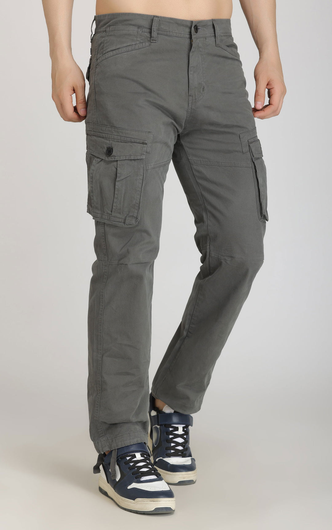 DARK GREY COTTON CARGO-6 POCKETS - St.Jones