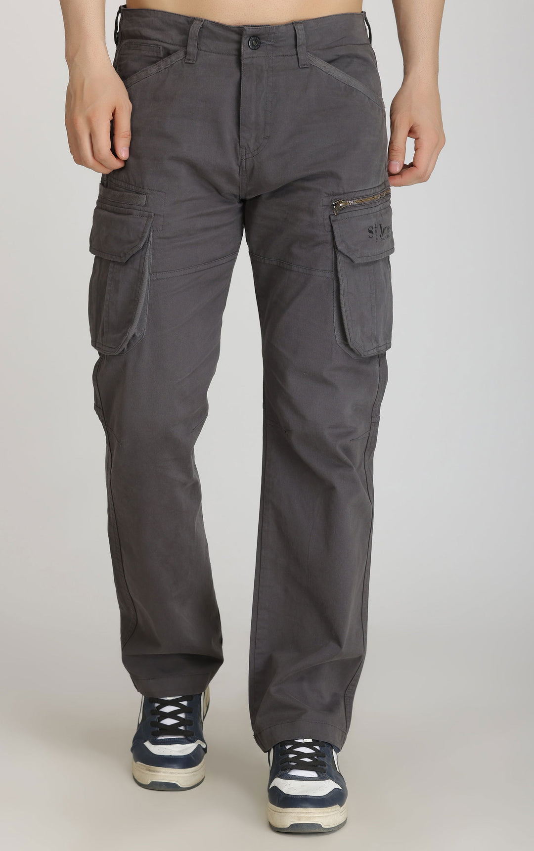 DARK GREY COTTON CARGO 8-POCKETS - St.Jones