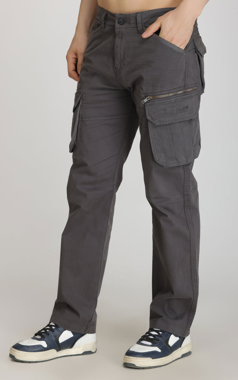 DARK GREY COTTON CARGO 8-POCKETS - St.Jones