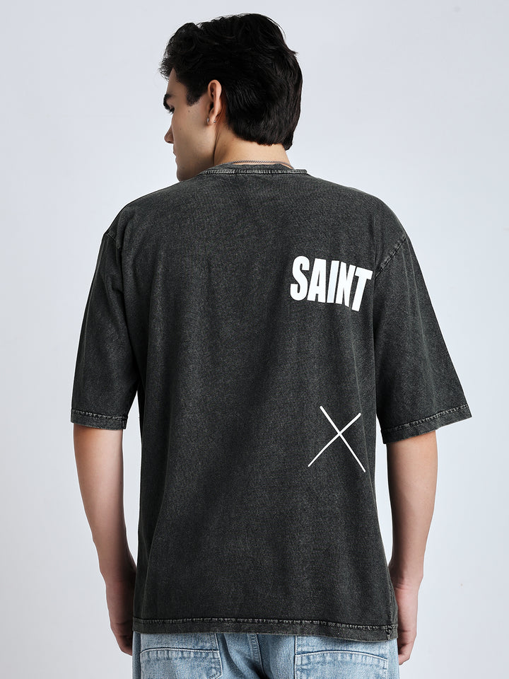 Black saint street wear club T-shirt