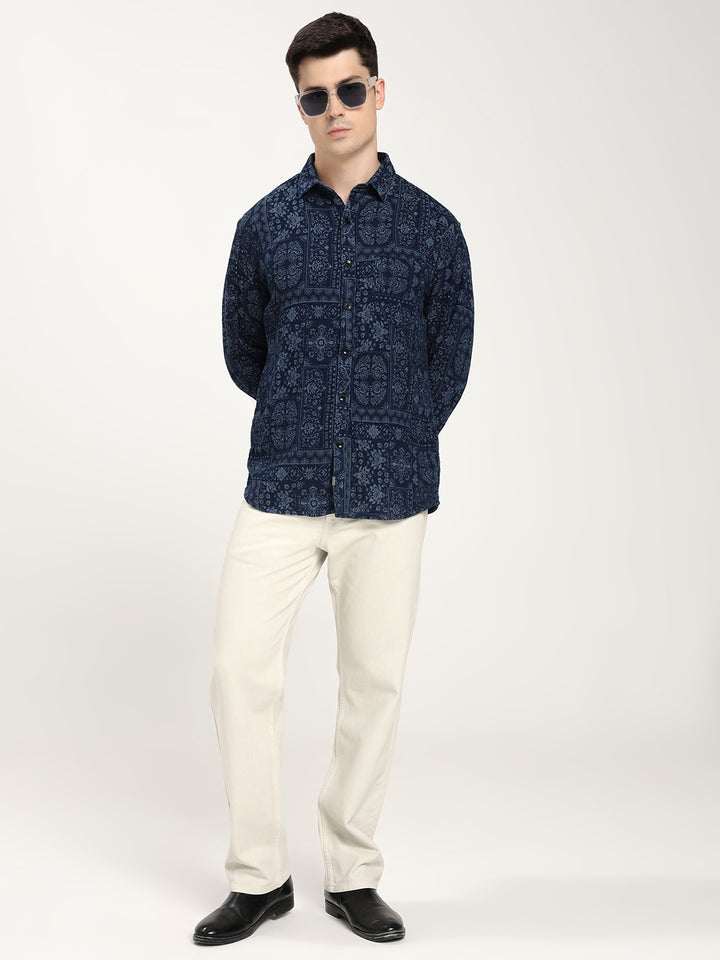 Blue Denim Patterned Shirt