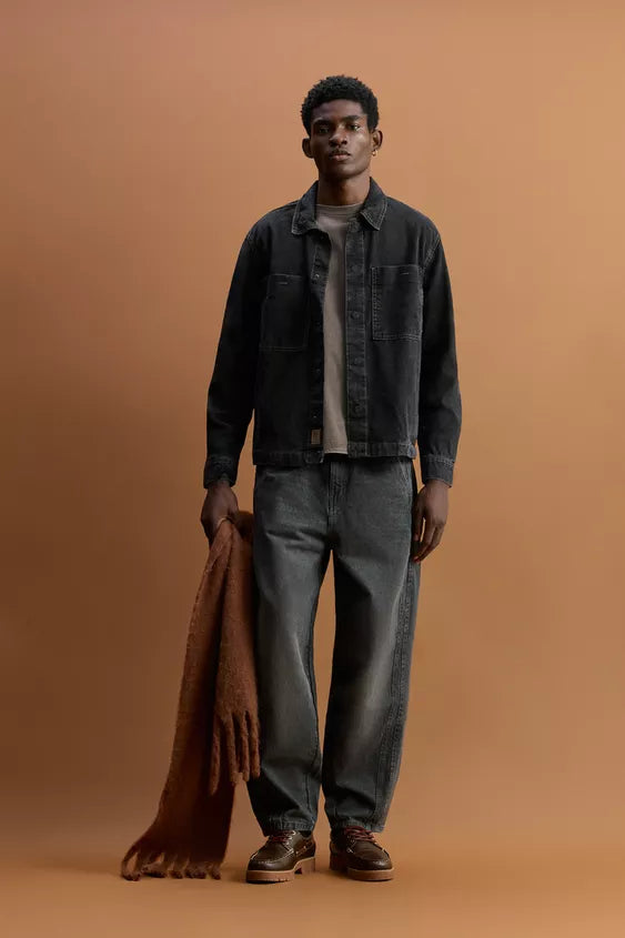 Men's Grey Black straight jeans