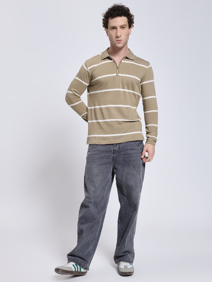 Full sleeve kneeted pre-winter beige T-shirt