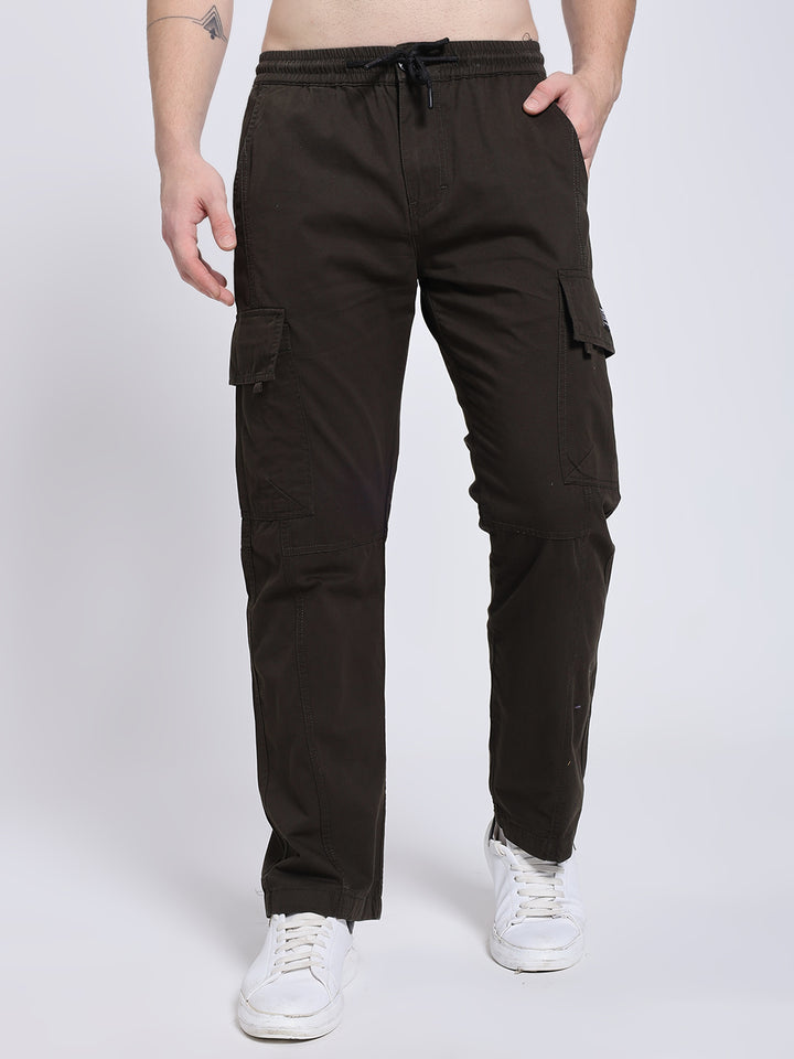 Men's Dark Brown Six Pocket Cargo Comfort Fit