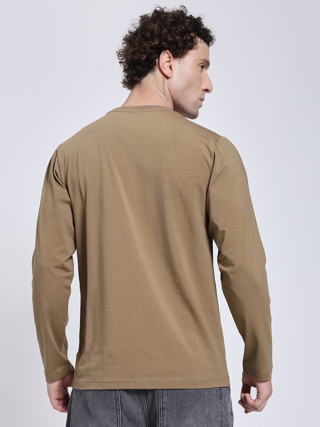 Men’s Solid Brown Full Sleeve Lycra T-Shirt