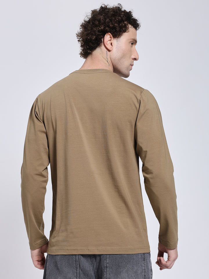 Men’s Solid Brown Full Sleeve Lycra T-Shirt
