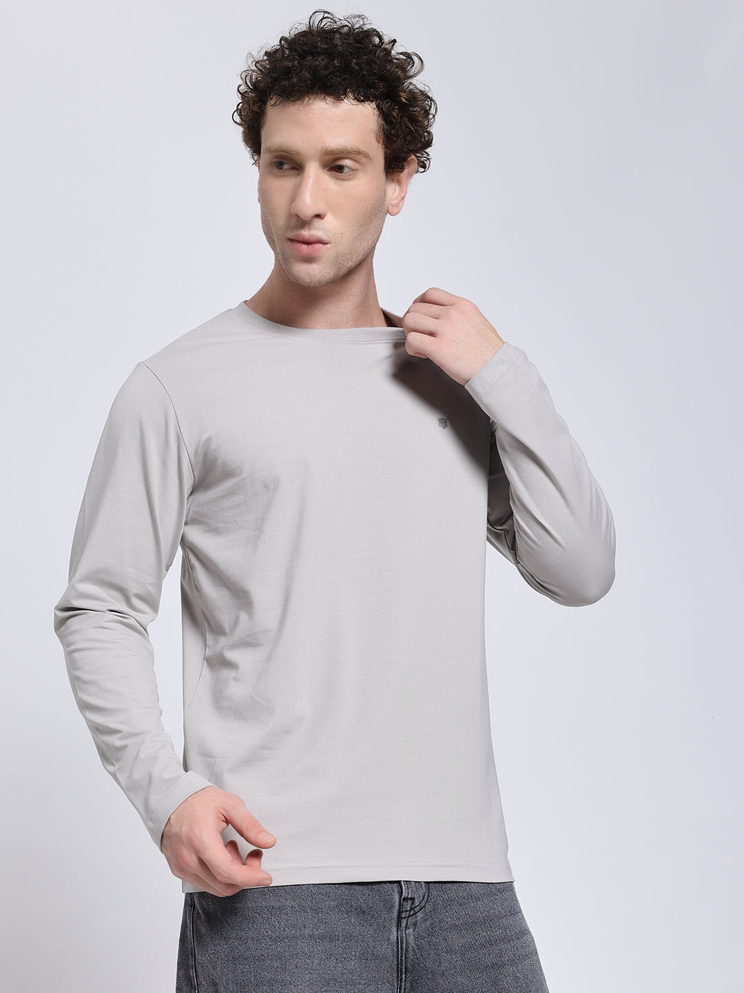 Men’s Solid Grey Full Sleeve Lycra T-Shirt