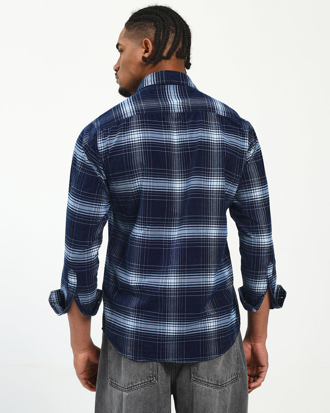 Men's Indigo Checked Corduroy Shirt