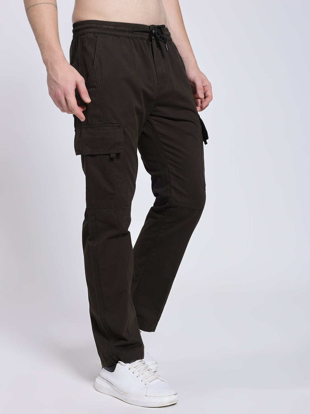Men's Dark Brown Six Pocket Cargo Comfort Fit