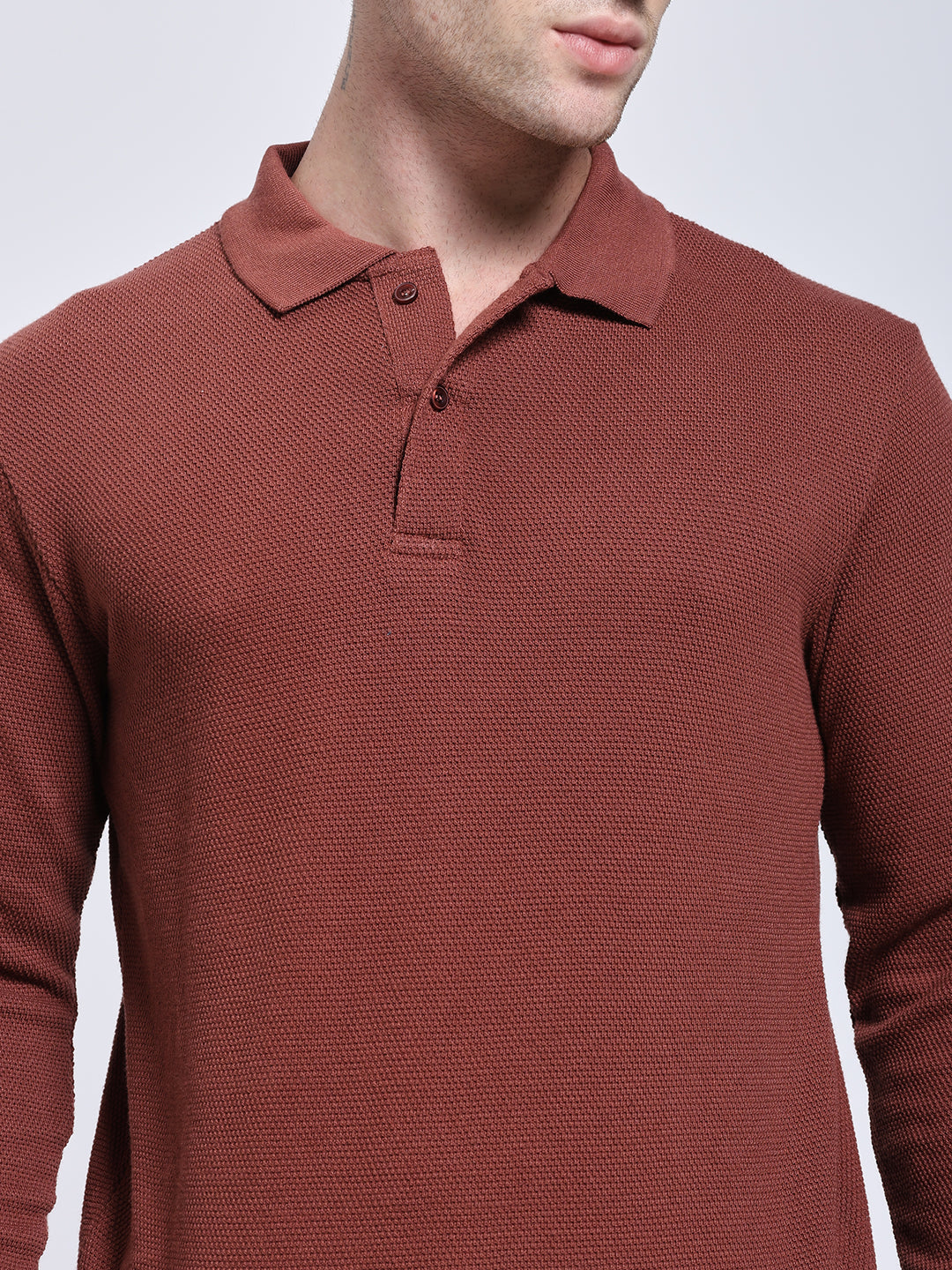 Men’s Maroon Full Sleeve Polo T-Shirt