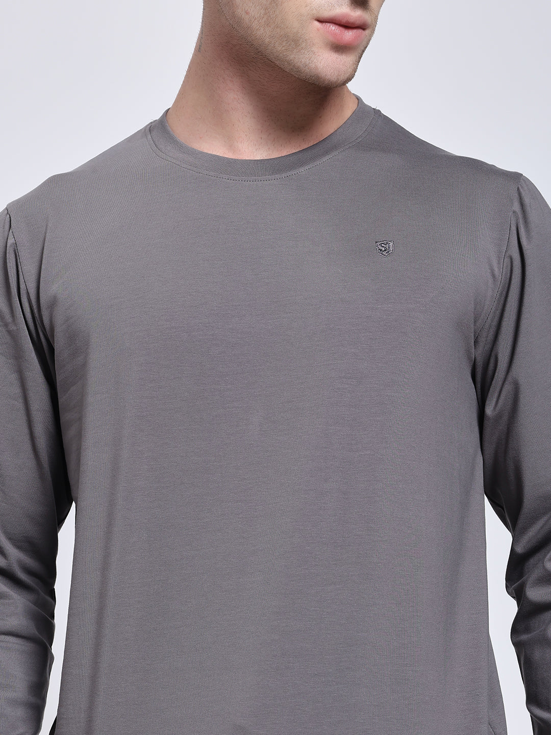 Men’s Solid Dark Grey Full Sleeve Lycra T-Shirt