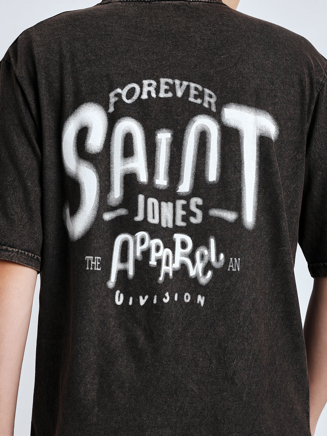 Street style drop shoulder brown wash Tshirt