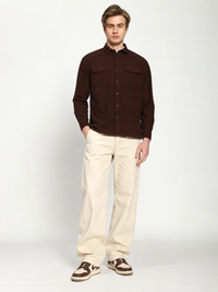 Men's Maroon Oversized Corudroy Shirt