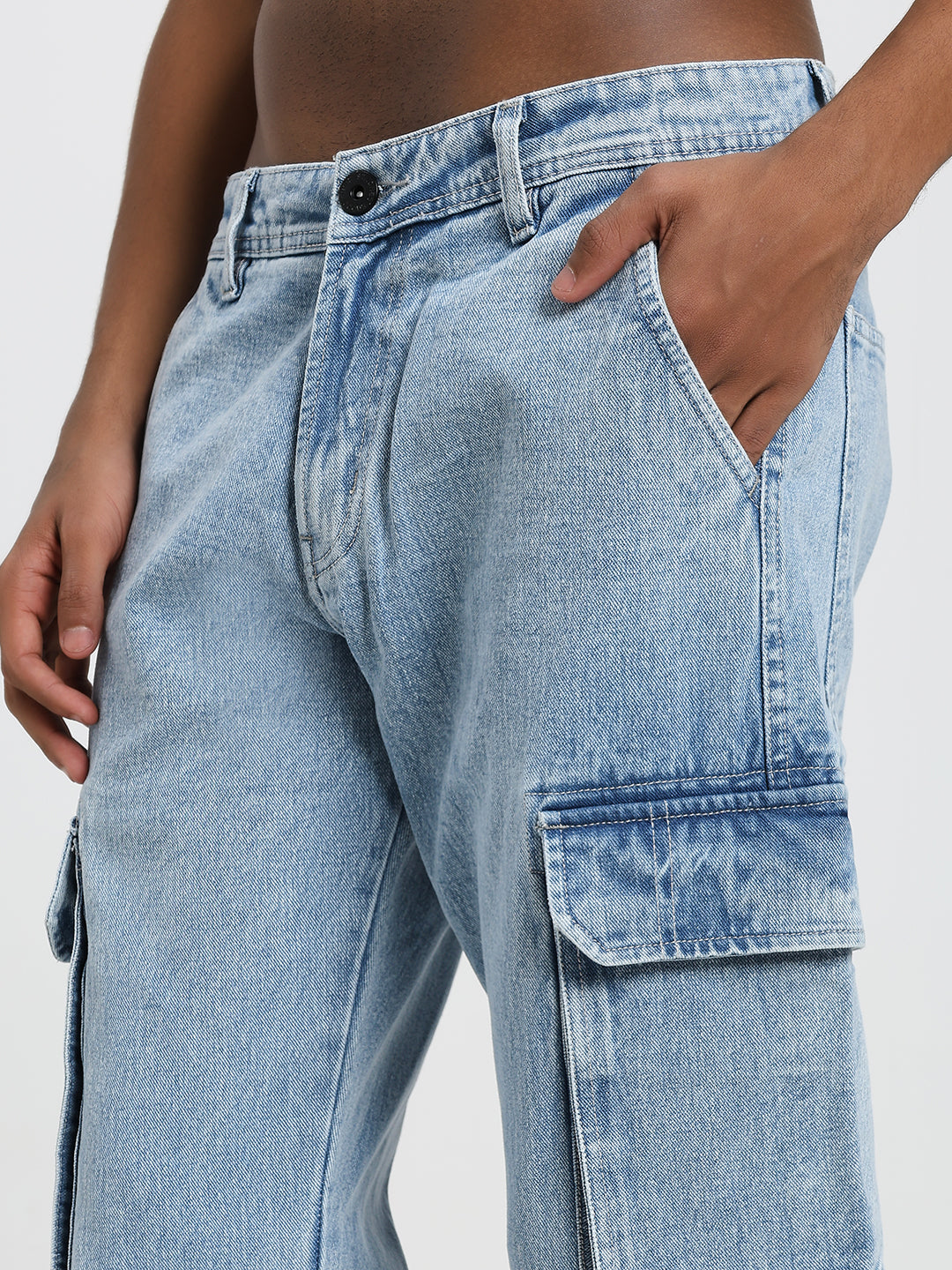 Men’s Light Blue Cargo Denim