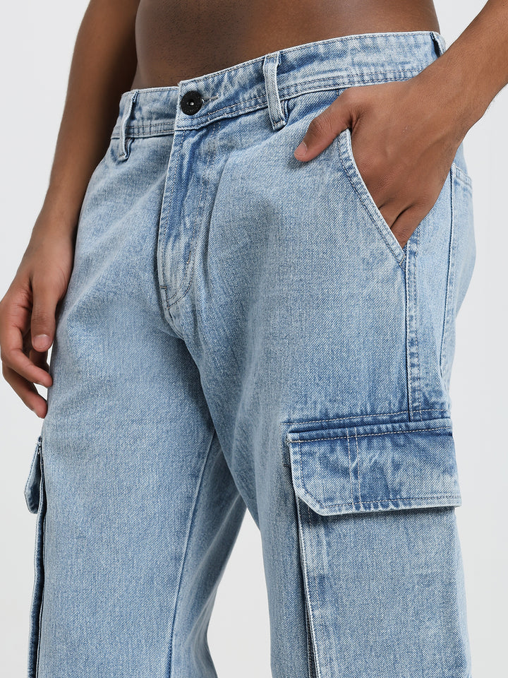 Men’s Light Blue Cargo Denim