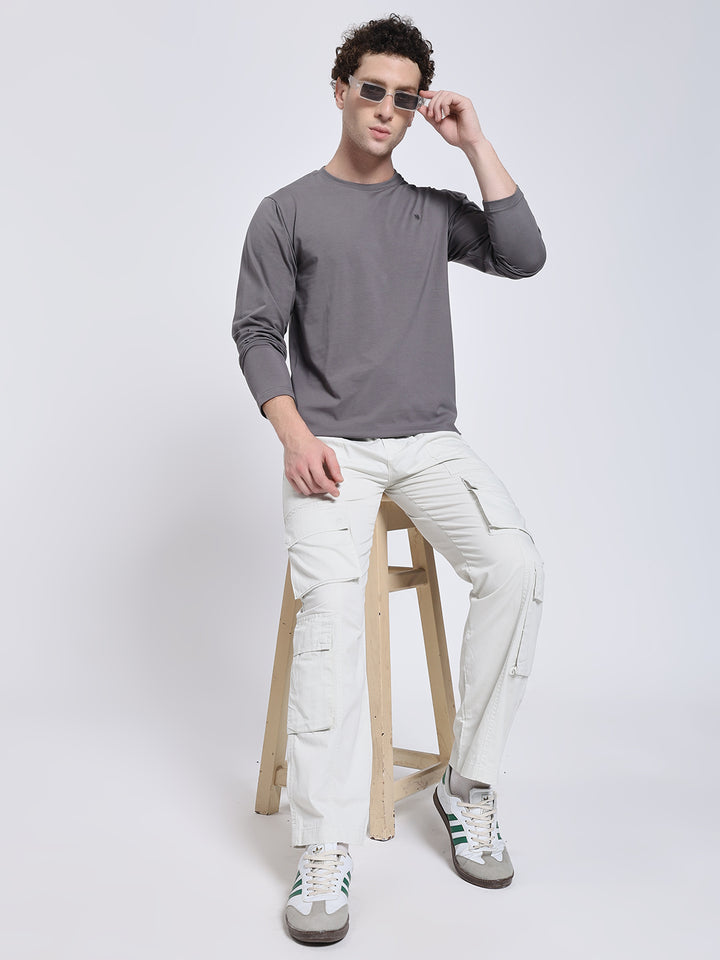 Men's Cream Six Pocket Cargo Comfort Fit