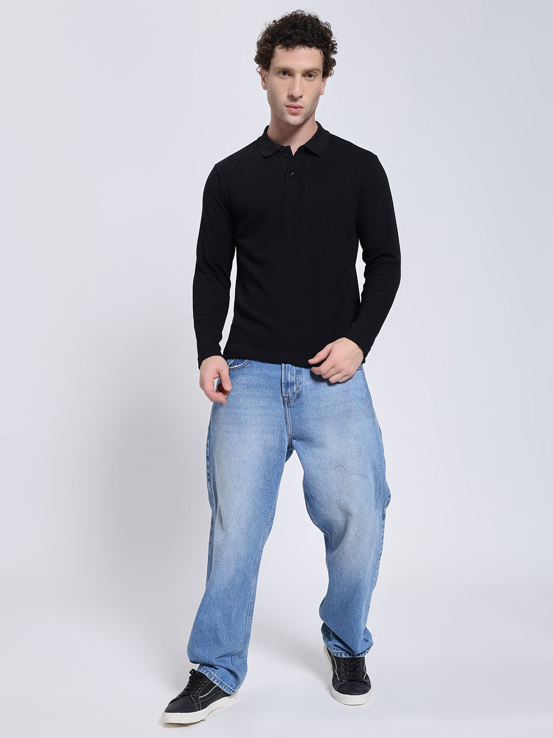 Men’s Black Full Sleeve Polo T-Shirt